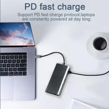 11-in-1 Type C Hub Excellent Craftsmanship Well Durability USB C to HDMI VGA RJ45 USB3.0 TF Card Reader USB-C Power Port
11-in-1 Type C Hub Excellent Craftsmanship Well Durability USB C to HDMI VGA RJ45 USB3.0 TF Card Reader USB-C Power Port