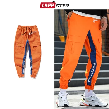 

LAPPSTER Men Streetwear Cargo Pants 2020 Autumn Mens Overalls Hip Hop Sweatpants Color Block Casual Fashoins Joggers Trousers