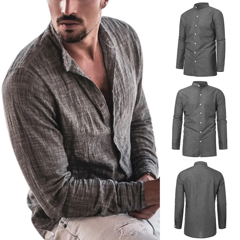 2019 Men Casual Solid Collar Shirts Regular Fit Long Sleeve Button Front Cotton Linen Shirts Autumn Spring Homme Blusa Masculina
2019 Men Casual Solid Collar Shirts Regular Fit Long Sleeve Button Front Cotton Linen Shirts Autumn Spring Homme Blusa Masculina