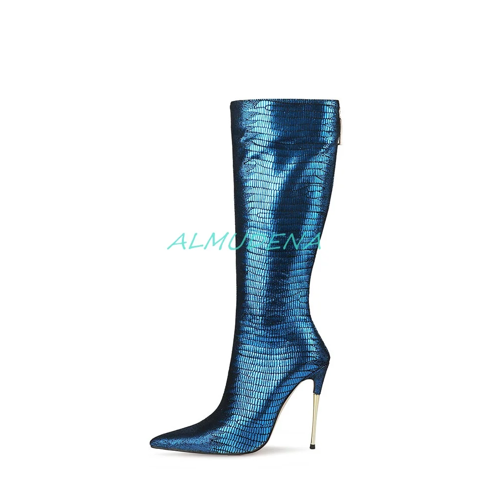 Crocodile Pattern Pointed Toe Stiletto High Iron Heel Colorful Knee High Boots Women's Winter Sexy Back Zipper Long Boots
Crocodile Pattern Pointed Toe Stiletto High Iron Heel Colorful Knee High Boots Women's Winter Sexy Back Zipper Long Boots