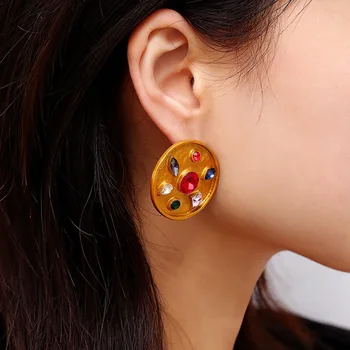 accessories simple geometric zircon hand national wind earrings personality mixed color round stud earrings
accessories simple geometric zircon hand national wind earrings personality mixed color round stud earrings