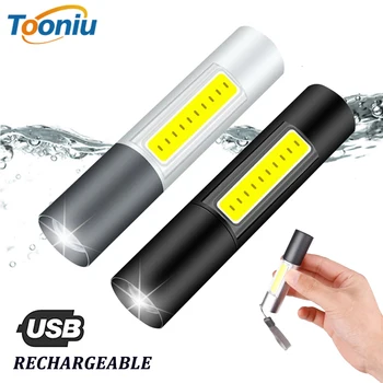 MINI LED flashlight USB rechargeable with COB side light torch 3 modes support zoom outdoor camping light with free USB cable
MINI LED flashlight USB rechargeable with COB side light torch 3 modes support zoom outdoor camping light with free USB cable