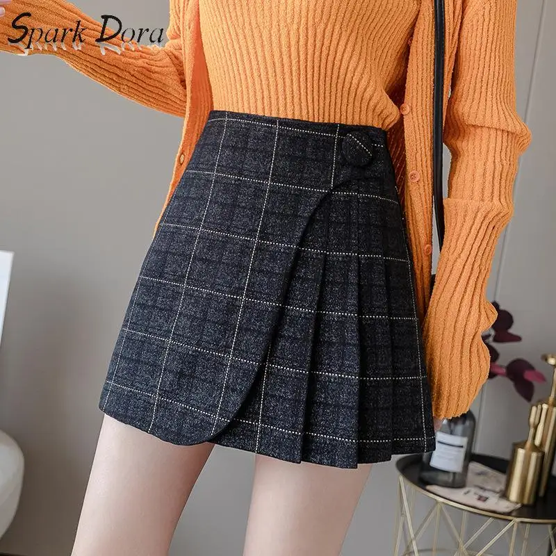 SparkDora Irregular Pleated Woolen Plaid Skirt A- line Skirt Women's High-waisted accordion pleated skirt Showing Long Legs 2020
SparkDora Irregular Pleated Woolen Plaid Skirt A- line Skirt Women's High-waisted accordion pleated skirt Showing Long Legs 2020
