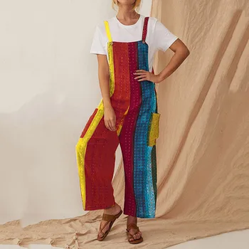 Womens Casual Jumpsuits Loose Sleeveless Spaghetti-Strap Pockets Colorful Striped Printed женская одежда
Womens Casual Jumpsuits Loose Sleeveless Spaghetti-Strap Pockets Colorful Striped Printed женская одежда