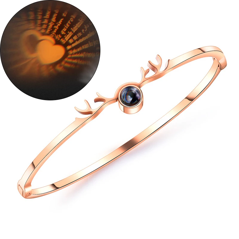 GAGAFEEL Stainless Steel Projection Deer Bracelet 100 Languages I Love You Rose Gold Charm Bracelet Women Valentine's Day gifts
GAGAFEEL Stainless Steel Projection Deer Bracelet 100 Languages I Love You Rose Gold Charm Bracelet Women Valentine's Day gifts