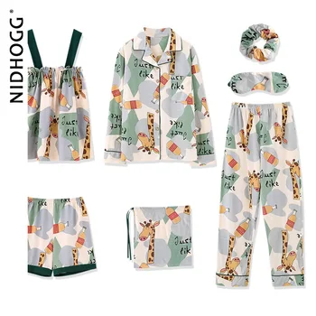 Women's Long-Sleeved 7-Piece Pajamas Autumn Cotton Cardigan Pyjamas Women Sexy Nightwear Cartoon Loungewear Sleepwear Pj Sets
Women's Long-Sleeved 7-Piece Pajamas Autumn Cotton Cardigan Pyjamas Women Sexy Nightwear Cartoon Loungewear Sleepwear Pj Sets