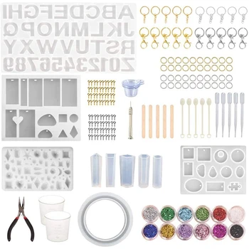 

186 Pieces Silicone Resin Casting Molds Starter Kit , Alphabet Number Silicone Mold and Tools Set for Resin Jewelry