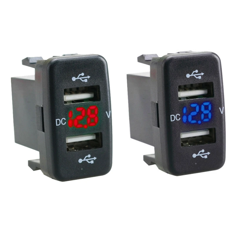 2 Pcs Car Charger Socket Dual Usb Port Charging Volt Display Adapter Fit for Toyota, Blue & Red
2 Pcs Car Charger Socket Dual Usb Port Charging Volt Display Adapter Fit for Toyota, Blue & Red