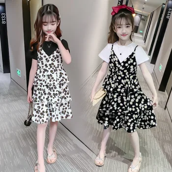 Fashion Summer Girls Clothing Set 2020 Children T-shirt+ Straps Floral Dress 2Pcs Kids Outfits 3 to 14 Years Teen Girl Clothes
Fashion Summer Girls Clothing Set 2020 Children T-shirt+ Straps Floral Dress 2Pcs Kids Outfits 3 to 14 Years Teen Girl Clothes