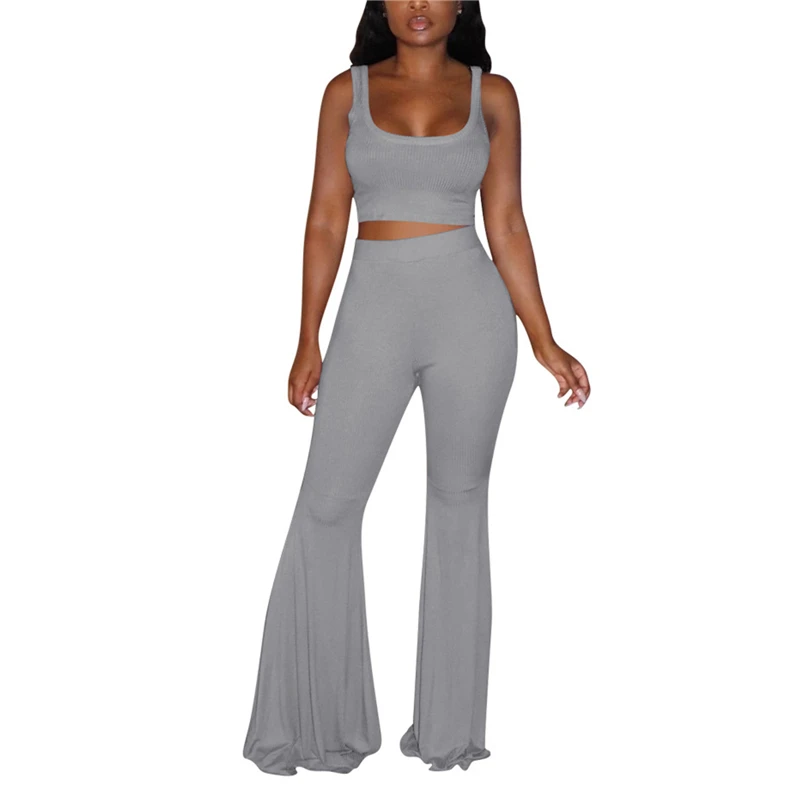 2 Pcs Women Outfits Adults Solid Color U-shaped Neck Top + Flared Trousers Ladies Tracksuits Two Piece Set Womens Clothing Sets
2 Pcs Women Outfits Adults Solid Color U-shaped Neck Top + Flared Trousers Ladies Tracksuits Two Piece Set Womens Clothing Sets