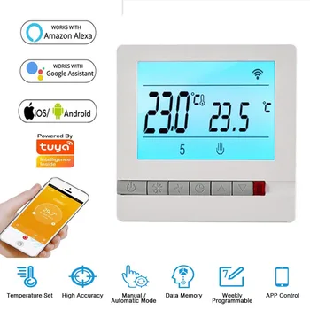Tuya Smart Home Intelligent Room Wifi Thermostat Remote Control Temperature Controller Supports Alexa, Google Home 95~240V AC
Tuya Smart Home Intelligent Room Wifi Thermostat Remote Control Temperature Controller Supports Alexa, Google Home 95~240V AC