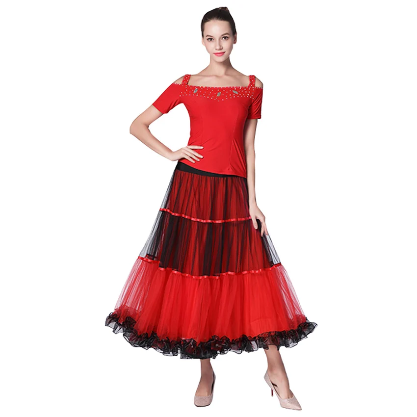 Комплект из 2 предметов 5 цветов платье для бальных танцев фламенко танго