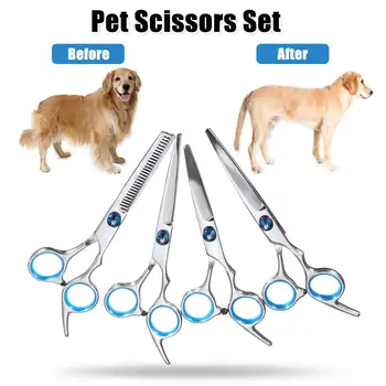 7PCS Stainless Steel Pet Dog Gromming Scissors Up Down Curved Shear Edge Animals Cat Hair Cutting Barber Cutting Tools Kit
7PCS Stainless Steel Pet Dog Gromming Scissors Up Down Curved Shear Edge Animals Cat Hair Cutting Barber Cutting Tools Kit