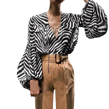 Women's Sexy Blouse New Vintage Leopard Print Long Sleeve Lace Up V Neck Pullover Summer Spring Fashion Casual Loose Tops
Women's Sexy Blouse New Vintage Leopard Print Long Sleeve Lace Up V Neck Pullover Summer Spring Fashion Casual Loose Tops