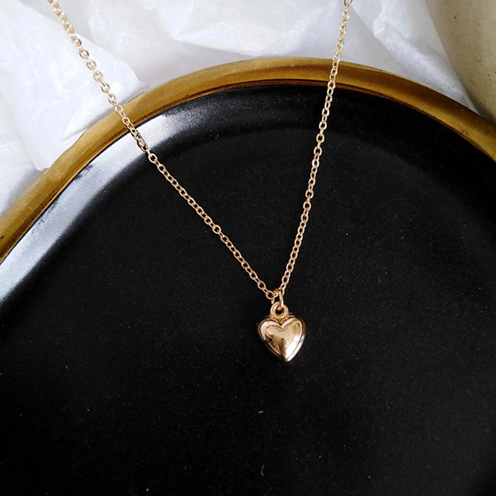 Ожерелье с подвеской в виде сердца золотого цвета для женщин металлическое