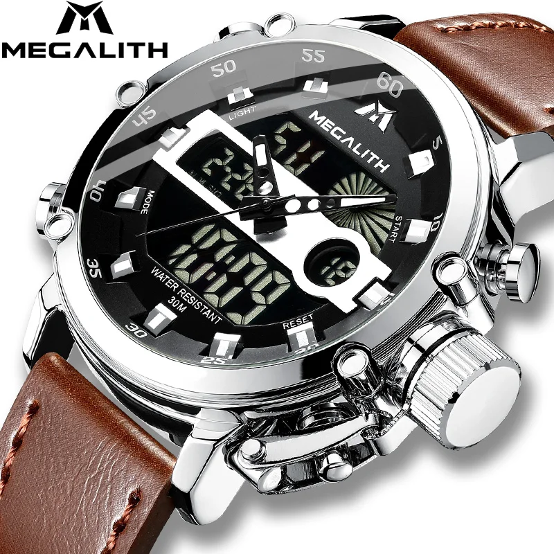 MEGALITH 2020 мужские водонепроницаемые часы Военные многофункциональные наручные