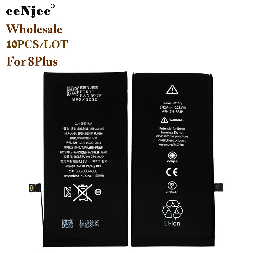 EENJEE 10PCS Original Battery For iPhone 8Plus Replacement Mobile Phone bateria Real Capacity 0 Cycle
EENJEE 10PCS Original Battery For iPhone 8Plus Replacement Mobile Phone bateria Real Capacity 0 Cycle