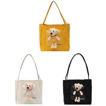 Cute Bear Canvas Handbag Fashion Casual Student Cartoon Tote Bag Large Capacity Shoulder Shopping Bag
Cute Bear Canvas Handbag Fashion Casual Student Cartoon Tote Bag Large Capacity Shoulder Shopping Bag