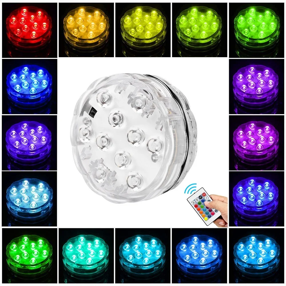 10 Leds RGB Submersible Light Remote Control Underwater Lamp Battery Operated Outdoor Garden Pool Party LED Light Decoration
10 Leds RGB Submersible Light Remote Control Underwater Lamp Battery Operated Outdoor Garden Pool Party LED Light Decoration