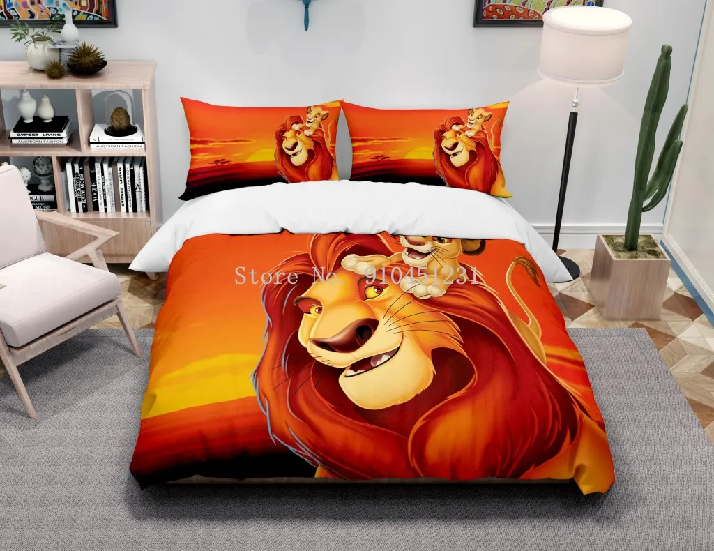 Cartoon Disney Lion King Simba Bedding Set Duvet Covers Pillowcases Bed Comforter Cover Baby Children Adult Boys Gift Bedclothes