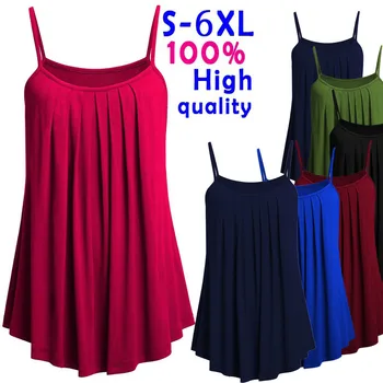 Fashion Plus Size Tank Tops Women Tops Pleated Strap tshirt Camisole Tops Casual Summer Lady Sexy Solid Tops Vest Female Blusas
Fashion Plus Size Tank Tops Women Tops Pleated Strap tshirt Camisole Tops Casual Summer Lady Sexy Solid Tops Vest Female Blusas