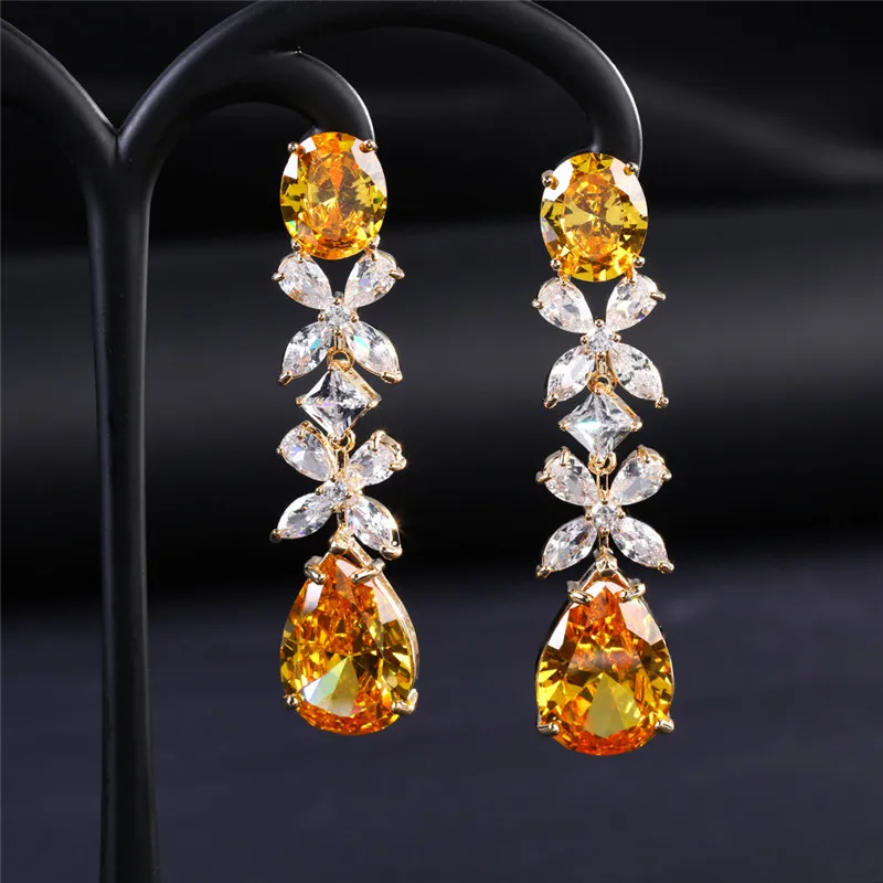 Yellow Crystal Flower Drop Earrings For Women Pave Cubic Zirconia Water Drop Dangle 2022 Trend Long Petal Earring Brand Jewelry
Yellow Crystal Flower Drop Earrings For Women Pave Cubic Zirconia Water Drop Dangle 2022 Trend Long Petal Earring Brand Jewelry