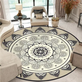 Ethnic Style Black Gray Mandala Geometric Lotus Round Living Room Bedroom Stool Non-slip Mat Carpet
Ethnic Style Black Gray Mandala Geometric Lotus Round Living Room Bedroom Stool Non-slip Mat Carpet
