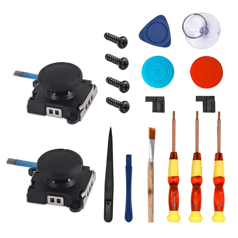 2-Pack Analog 3D for Joycon Joystick Replacement Kit for Nintendo Switch Include Screwdrivers, Screws, Pry Tool, Tweezers
2-Pack Analog 3D for Joycon Joystick Replacement Kit for Nintendo Switch Include Screwdrivers, Screws, Pry Tool, Tweezers