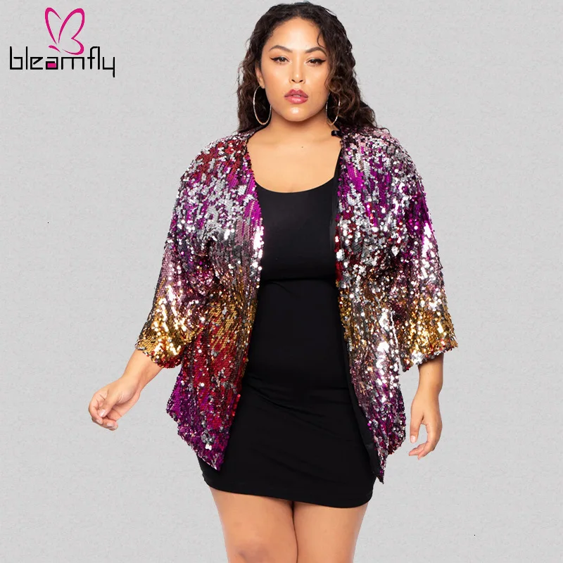 Plus Size 4XL 5XL Sequined Jackets Women Three Quater Sleeve Open Stitch Sexy Club Party Night Coat Tops Femme Streetwear 2019
Plus Size 4XL 5XL Sequined Jackets Women Three Quater Sleeve Open Stitch Sexy Club Party Night Coat Tops Femme Streetwear 2019