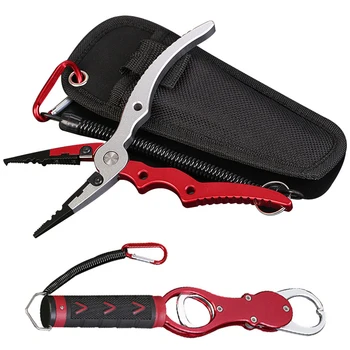 Portable Aluminum Alloy Fishing Grip Fishing Pliers Split Ring Cutter With Weight Scale Sheath Retractable Tether Combo
Portable Aluminum Alloy Fishing Grip Fishing Pliers Split Ring Cutter With Weight Scale Sheath Retractable Tether Combo