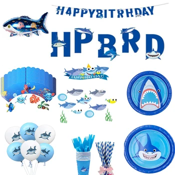 Trendy Ocean Shark Animal Theme Children Party Supply Plates Spoon Fork Knife Cups Napkin Disposable Birthday Set Decoration 
Trendy Ocean Shark Animal Theme Children Party Supply Plates Spoon Fork Knife Cups Napkin Disposable Birthday Set Decoration