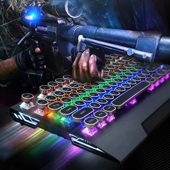 Wired Gaming Keyboard Metal Round Buttons Punk Typing Keyboard Mechanical Sense Wired Keyboard LED Game Player Keyboard
Wired Gaming Keyboard Metal Round Buttons Punk Typing Keyboard Mechanical Sense Wired Keyboard LED Game Player Keyboard