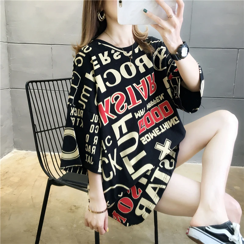 Women's T-shirt crop top Harajuku T-shirt loose Korean version of long-length Ropa Muji top clothes tide top women
Women's T-shirt crop top Harajuku T-shirt loose Korean version of long-length Ropa Muji top clothes tide top women