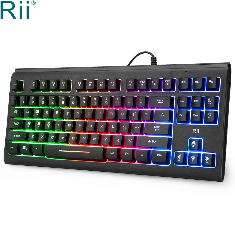 Игровая клавиатура Rii RK104 проводная USB с RGB подсветкой механические ощущения для