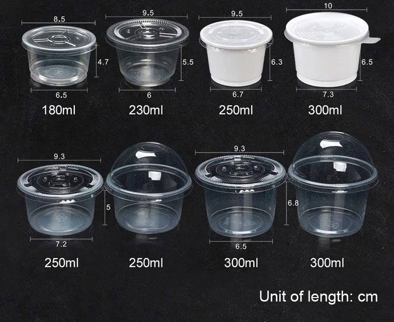 Description Picture 4 of item50 Set Disposable Pudding Cup Plastic cup lid jelly Bowl Dessert yogurt small box home party Wedding baking Plum 3/4/5/8/10oz