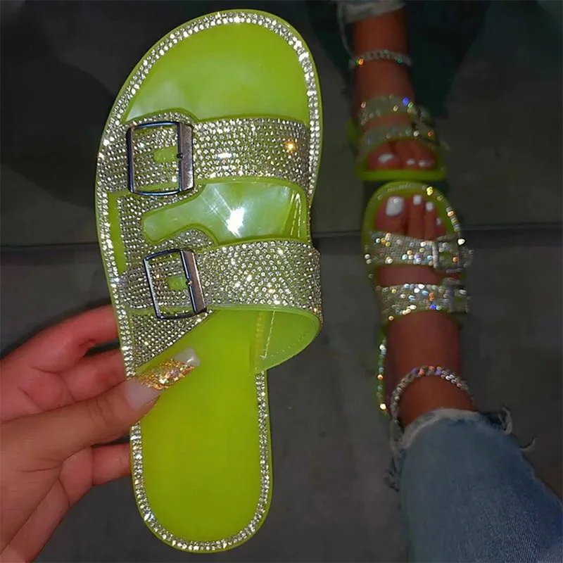 Women buckle Rhinestone Sandals Slides Slippers Womens Mules Slip On House Shoe with Faux Rhinestones
Women buckle Rhinestone Sandals Slides Slippers Womens Mules Slip On House Shoe with Faux Rhinestones