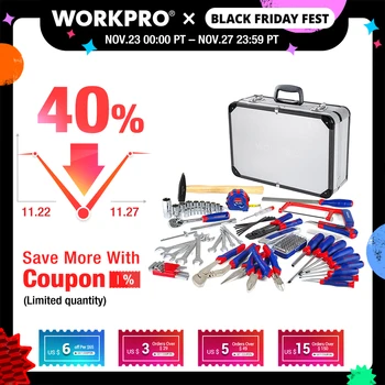 WORKPRO 119PC Home Tool Set with Aluminum box Tool Kits Household Tool Set Hand Tools
WORKPRO 119PC Home Tool Set with Aluminum box Tool Kits Household Tool Set Hand Tools