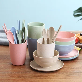 Wheat Straw Tableware Creative Personality Trend shui bei zi wan die pan Chopsticks Spoon Fork Set Household Suit soup bowl
Wheat Straw Tableware Creative Personality Trend shui bei zi wan die pan Chopsticks Spoon Fork Set Household Suit soup bowl