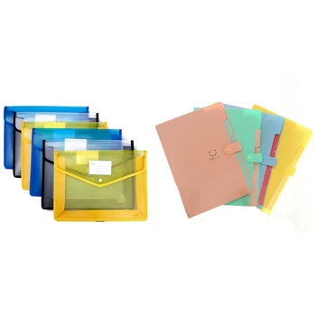 

4x 5 Pockets Plastic Expanding File Folders A4 Letter Size Multicolored & [6 Pack] Pp Folders with Closure and Pockets