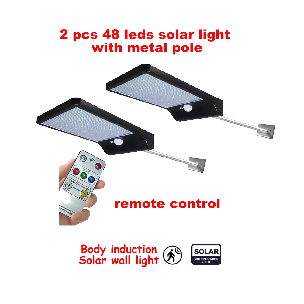2/4pcs Outdoor 48 LED Solar Wall Lamp Fe Battyery Waterproof Cold/Warm White Remote Control ABS Garden Path Light security garde
2/4pcs Outdoor 48 LED Solar Wall Lamp Fe Battyery Waterproof Cold/Warm White Remote Control ABS Garden Path Light security garde