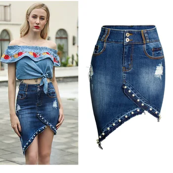 Women's Denim Skirt Slim Casual Irregular Beaded Pearl Denim Hip Skirt
Women's Denim Skirt Slim Casual Irregular Beaded Pearl Denim Hip Skirt