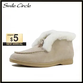 Smile Circle Women Snow Boots Natural fur Cow suede Ankle Boots Winter Keep warm Comfortable Flat Wool Boots Women Shoes
Smile Circle Women Snow Boots Natural fur Cow suede Ankle Boots Winter Keep warm Comfortable Flat Wool Boots Women Shoes