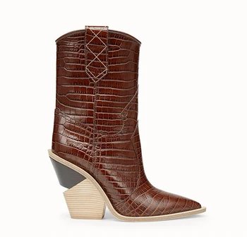 2019 Winter Fashion Embossed Microfiber Leather Women Pointed Toe Western Cowboy Boots Women Mid-calf Chunky Wedges Boots Runway
2019 Winter Fashion Embossed Microfiber Leather Women Pointed Toe Western Cowboy Boots Women Mid-calf Chunky Wedges Boots Runway