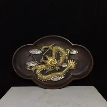 Wedding Decoration 7" Tibet Buddhism bronze gilt Real gold and silver Dragon plate Chinese dragon statue Golden Dragon Plate
Wedding Decoration 7" Tibet Buddhism bronze gilt Real gold and silver Dragon plate Chinese dragon statue Golden Dragon Plate