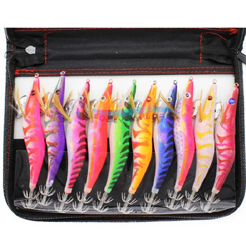 10Pcs 20g Squid bait hook Wooden Shrimp Fishing Lures Octopus hooks wood Artificial luminous lure with bag
10Pcs 20g Squid bait hook Wooden Shrimp Fishing Lures Octopus hooks wood Artificial luminous lure with bag