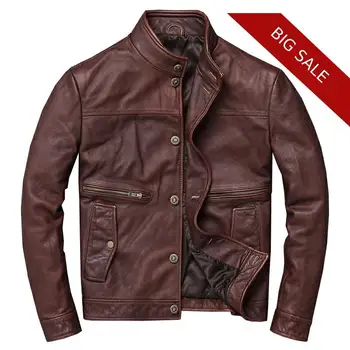 2020 Vintage Brown Men Casual Leather Jacket Single Breasted Plus Size 5XL Genuine Cowhide Russian Autumn Slim Fit Leather Coat
2020 Vintage Brown Men Casual Leather Jacket Single Breasted Plus Size 5XL Genuine Cowhide Russian Autumn Slim Fit Leather Coat