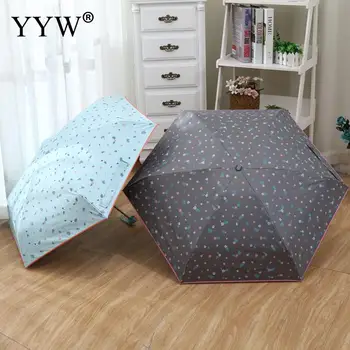 

Folding Umbrella Women'S Umbrellas For Rain And Sun Parasol Paraguas Anti-Uv Umbrella Vinyl Ambrella Steel Skeleton Sombrilla