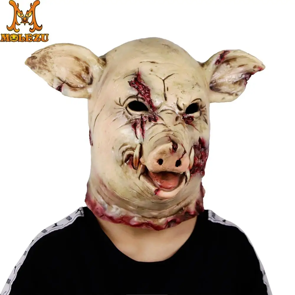 Маска свинья из пилы Molezu страшная Электрическая свиньи полная голова ужас зло