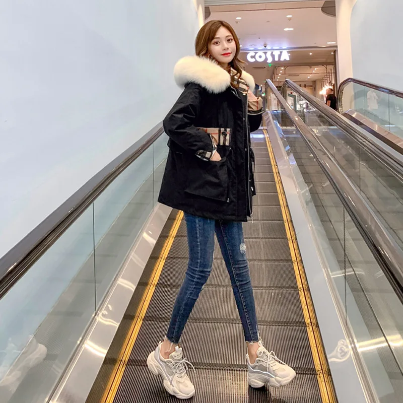 2019 Autumn And Winter Korean-style Loose And Plus-sized Parka Plaid Short Waist Hugging Fox Fur Collar Hooded down Jacket Women
2019 Autumn And Winter Korean-style Loose And Plus-sized Parka Plaid Short Waist Hugging Fox Fur Collar Hooded down Jacket Women