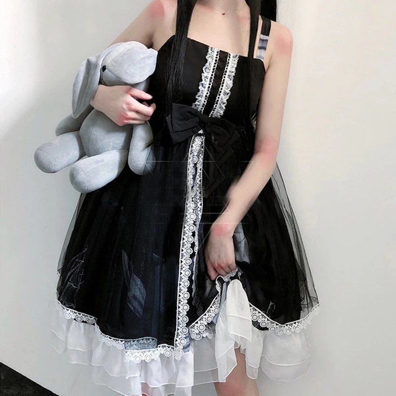 

Japanese Style 2020 JSK Lolita Gothic Dress Girl Sleeveless Princess Tea Party Mini Dress Kawaii Loli cos Clothing Vestidos